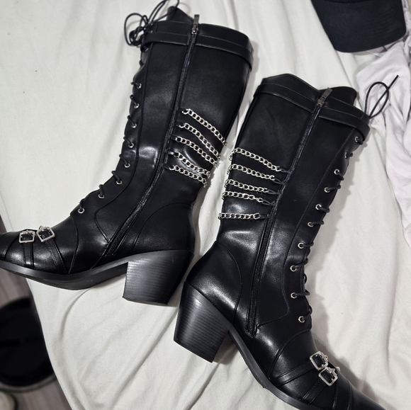 Kysbloes Women Gothic Knee Boots Sz 43 Fit Like An 11 - Picture 8 of 14